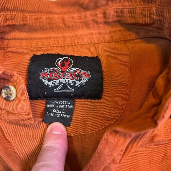 Sturgis 2010 Bike Week Sleeveless Button Shirt Size Large Eagle Graphic Orange - Picture 8 of 10